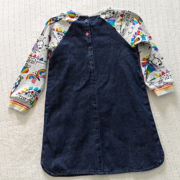 NWOT NEXT Girls Denim Rainbow Dress size 5 - Picture 4 of 5